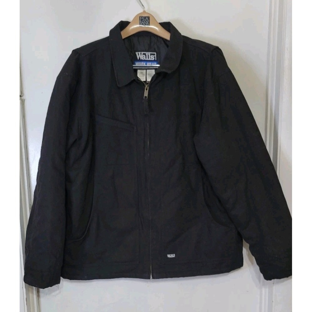 Walls Mens Work‎ Wear Canvas Insulated Chore Coat Jacket Black Sz XL Regular